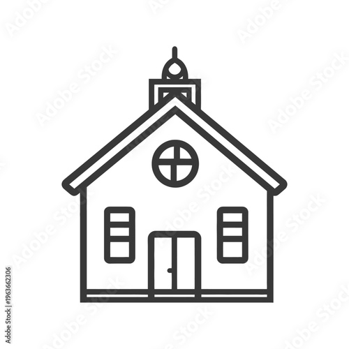 Simple black and white line art illustration of a building structure