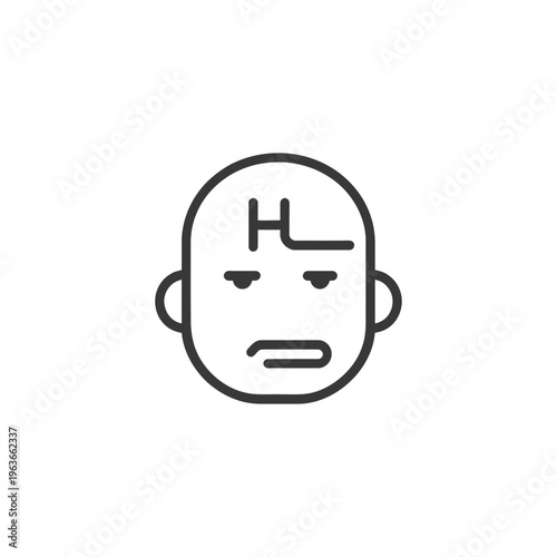 A simplistic black and white illustration of a human face