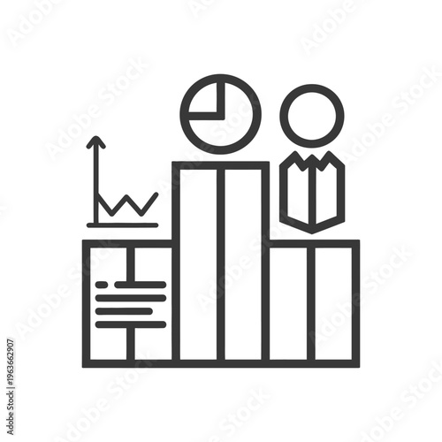 A business data analysis and reporting process depicted in black lines