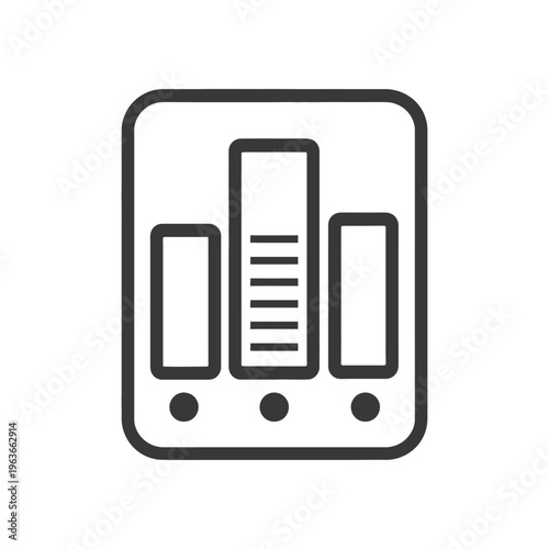 A graphic illustration showing a data comparison in an icon