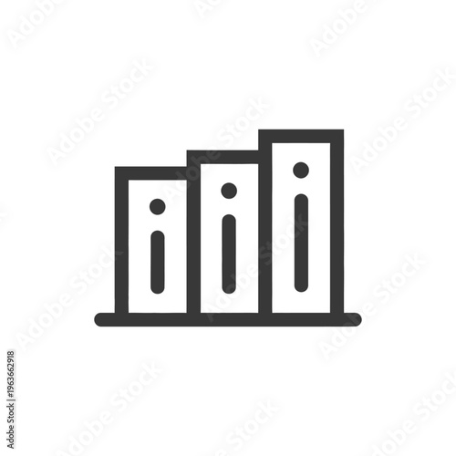 Three bar charts with increasing height representing growth and progress