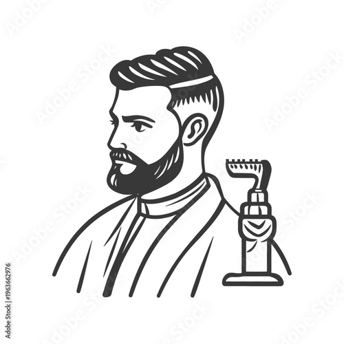 A barber portrait with tools for grooming and hair styling