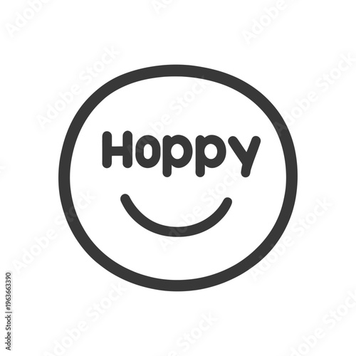 A simple graphic featuring a smiling face within a circle shape