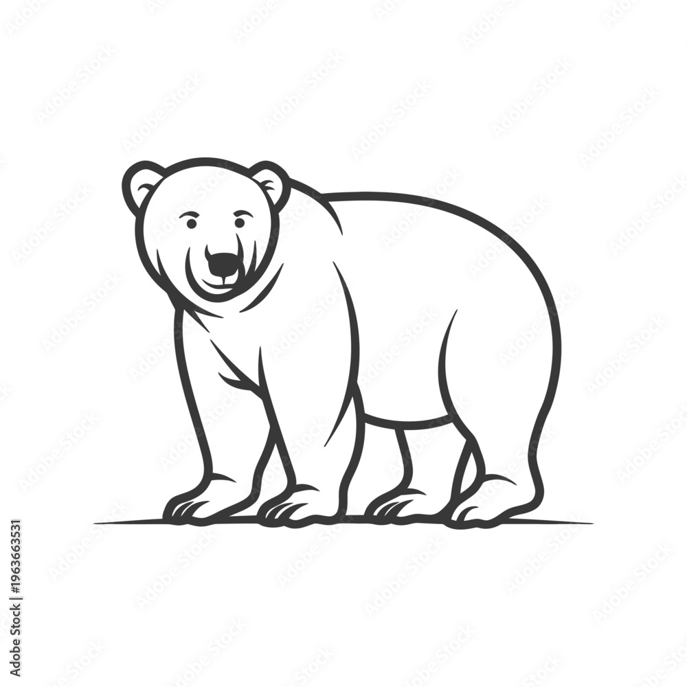 Obraz premium A Black And White Illustration Of A Large Standing Bear