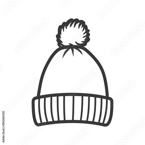 This image shows a hat with a fluffy pom pom