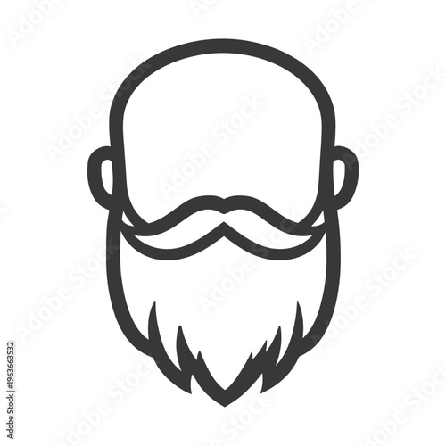 Simple linear illustration depicting a stylized man with a full beard