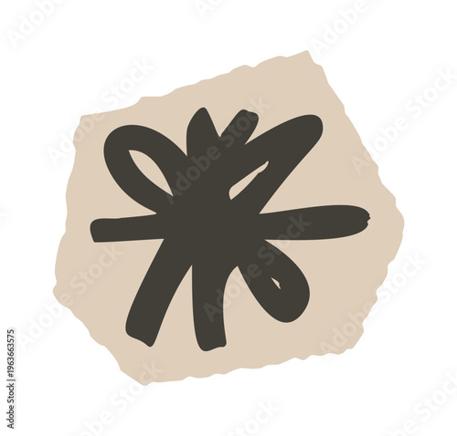 Scribble Brush Mark On Torn Shape