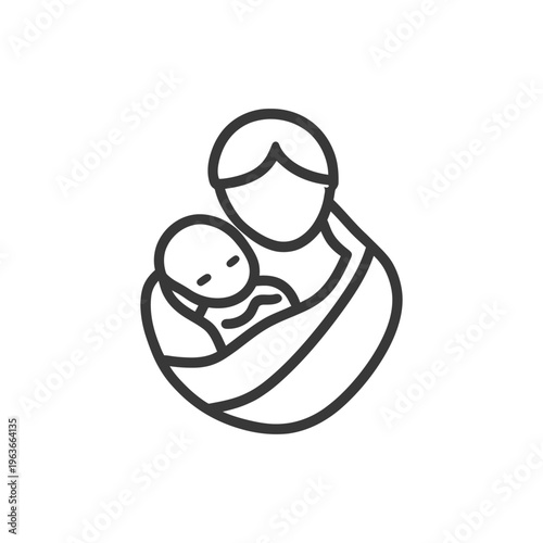 Mother gently cradles a small baby lovingly in her arms