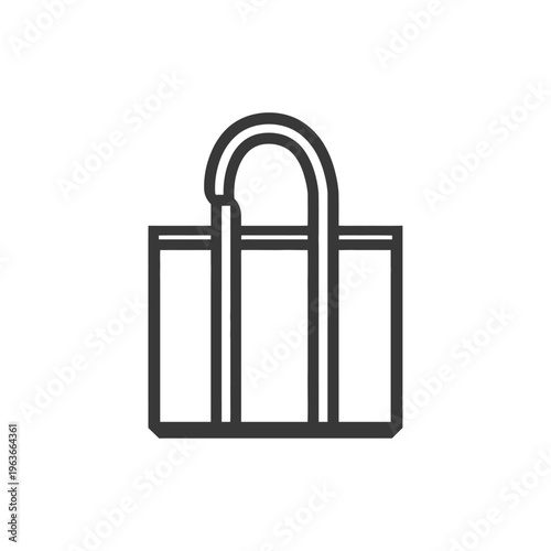Outlined image depicts a shopping bag with carrying handles