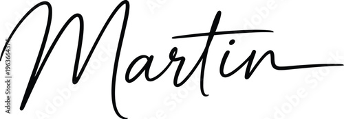 A stylish black signature of the name Martin on a white background