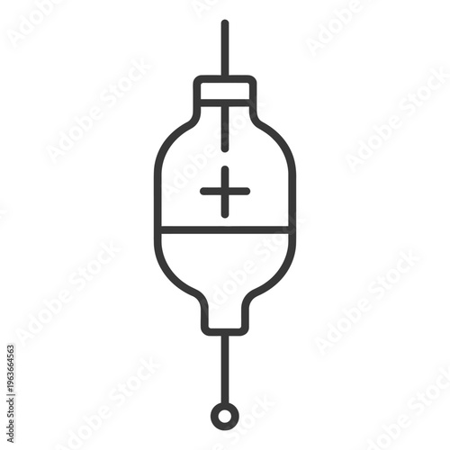 A simple black and white medical intravenous drip illustration