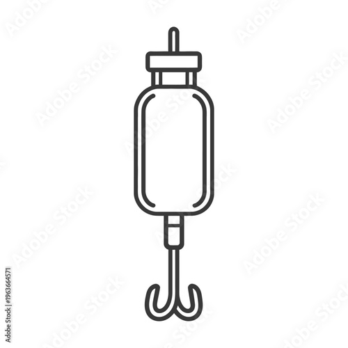 Simple medical intravenous fluid container shown with a three hook end