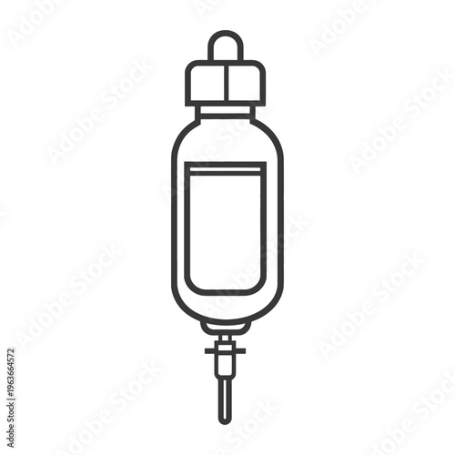 The line drawing of a medical intravenous bag and drip