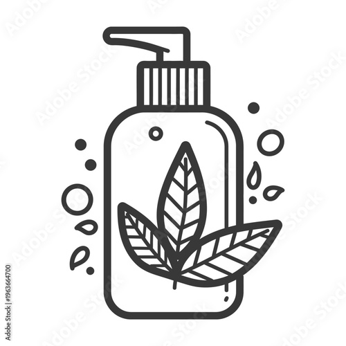 A simplistic line drawing of a cosmetic liquid dispenser