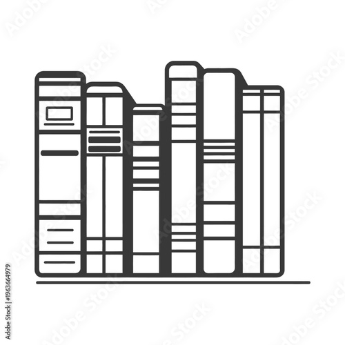 A collection of books standing together in a simple line