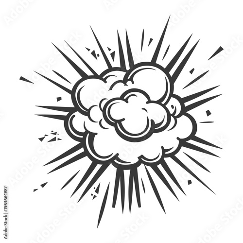Depiction of an exploding cloud within a dynamic graphic design