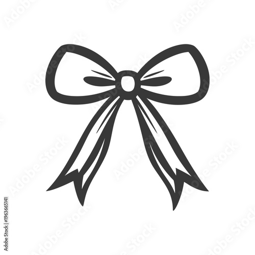 A simplistic illustration depicting a tied bow with flowing ribbons