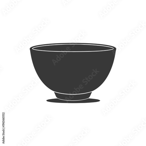 A simple silhouette of a dark colored bowl on a white background