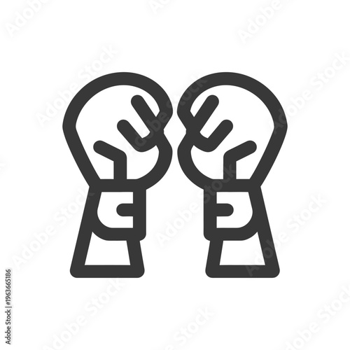Two boxing gloves represent the sport of combat and competition