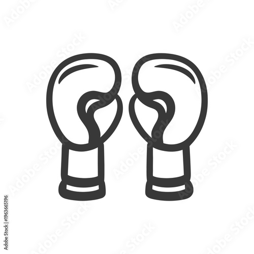 Two boxing gloves depicted as a simple black and white icon