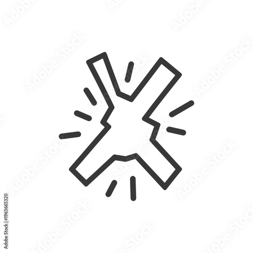 A simple graphic depicting an explosion or a shattered item