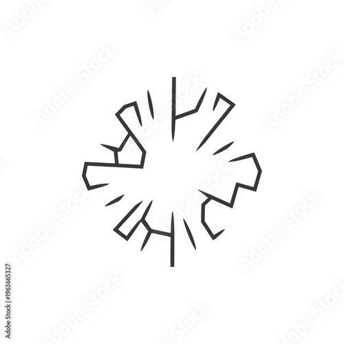 A graphic depiction of shattered glass with sharp cracks outward