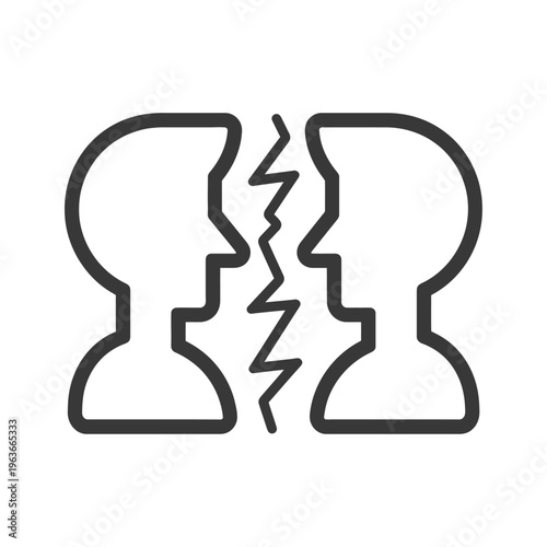 The symbolic illustration depicts a fractured relationship between two individuals