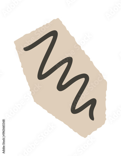 Scribble line drawn on ripped paper