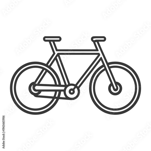 A simple black and white line drawing of a bicycle