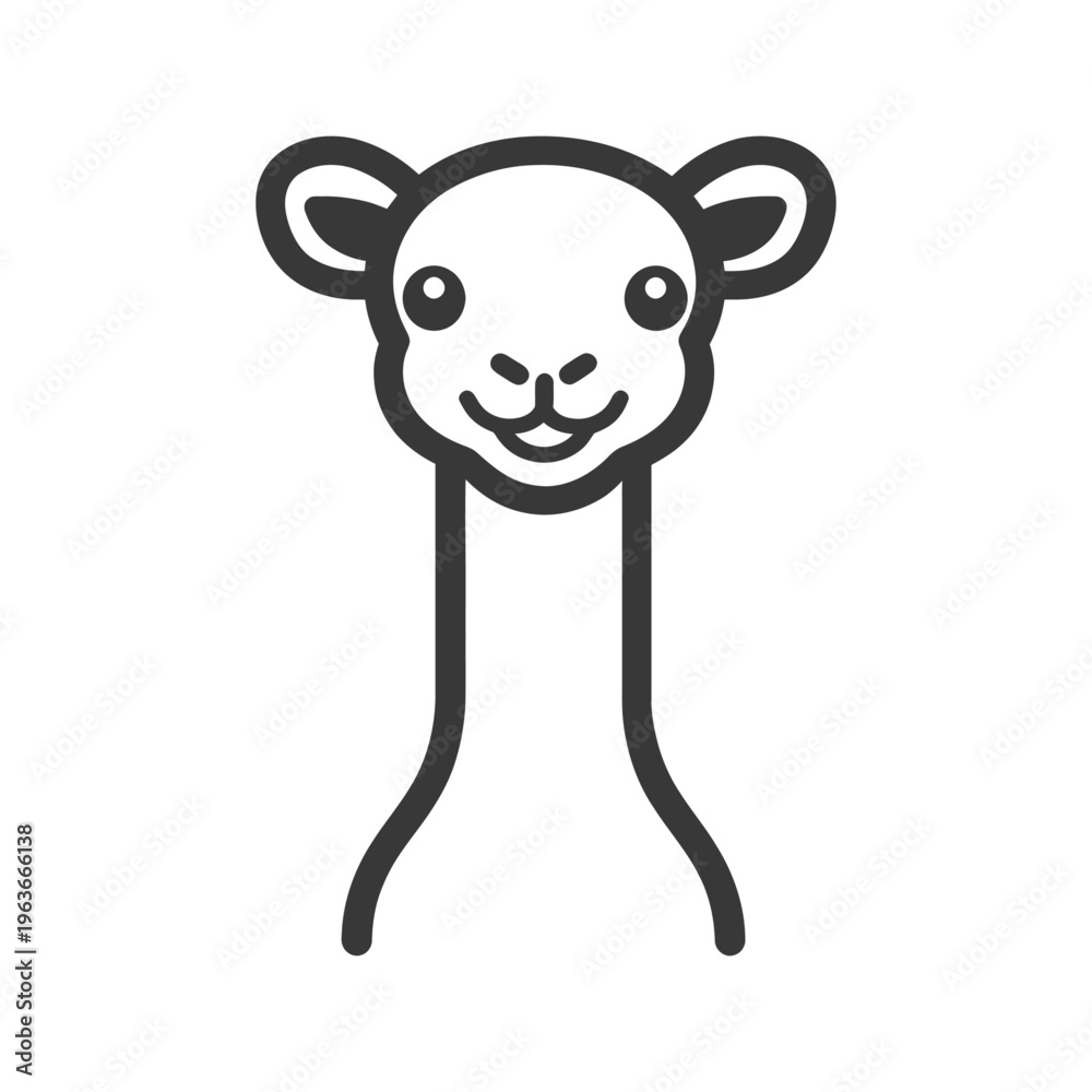 Fototapeta premium A cartoon illustration of a smiling llama with big ears