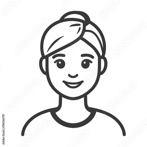 A smiling woman with hair wrapped in a towel vector illustration
