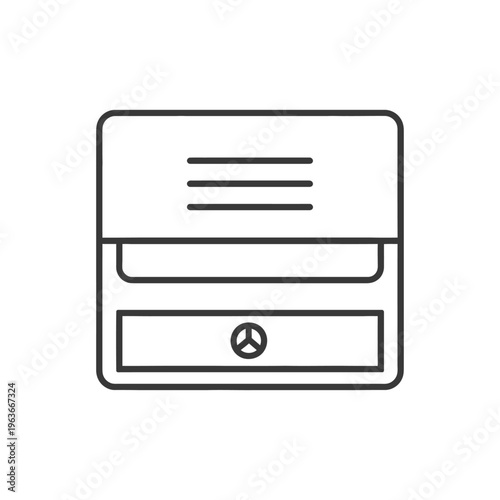 An illustration of a black and white pencil sharpener