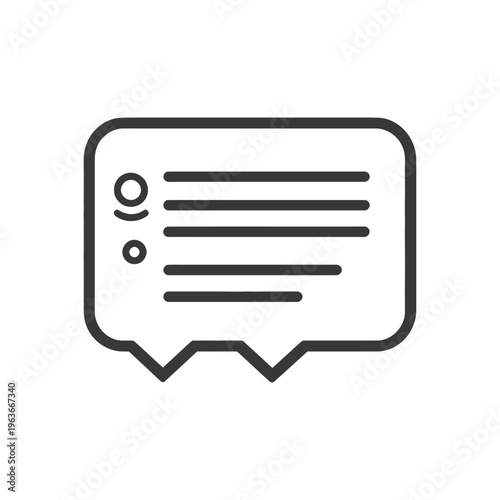 A simplistic icon showing a message box with text