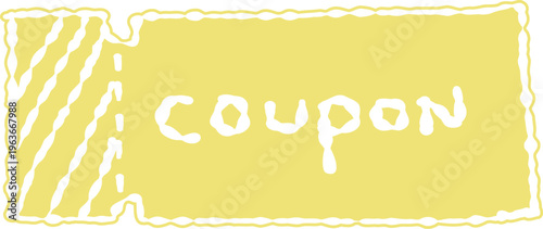 Hand-drawn yellow filled coupon ticket illustration - cute bold doodle style