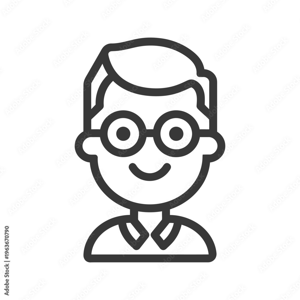 Obraz premium A simple smiling person wearing eyeglasses with a clean haircut