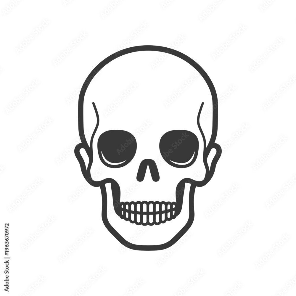 Fototapeta premium A simple stylized black and white illustration of a human skull