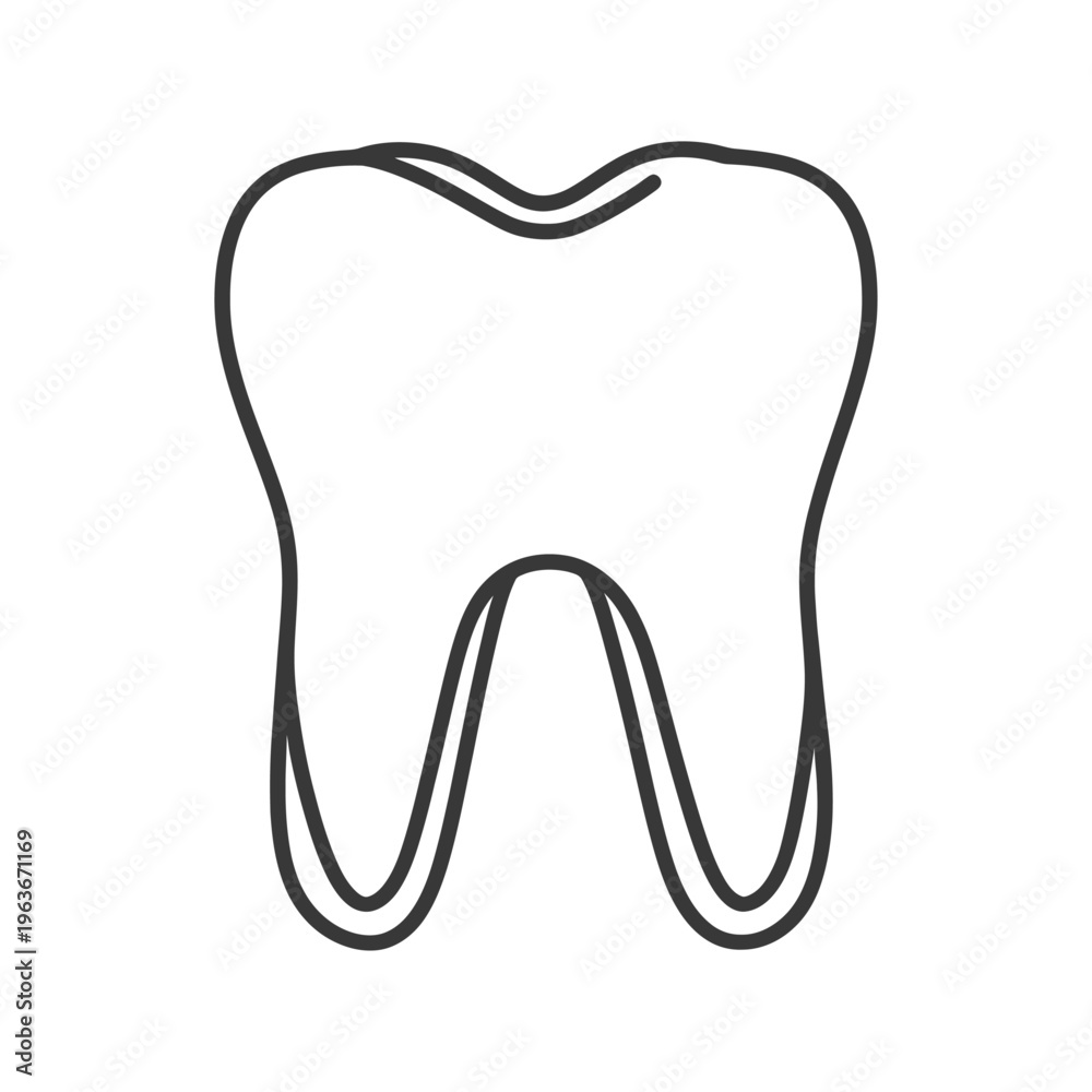Obraz premium A black and white outline illustration of a human molar tooth