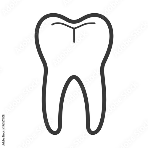 A simple black and white illustration depicting a single tooth