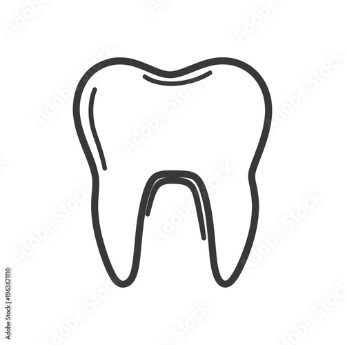 A simple outlined illustration depicting a human tooth in isolation