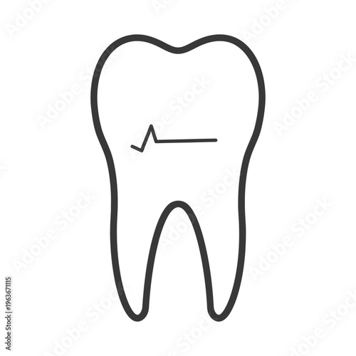 A single molar tooth with a heartbeat line icon on its surface