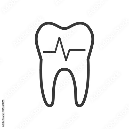 A stylized tooth containing a medical waveform illustration