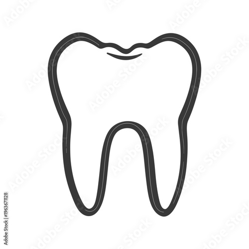 A simple outline illustration featuring a single human molar tooth