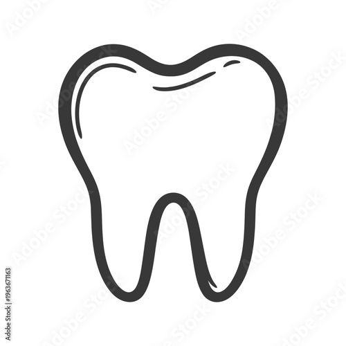 An isolated illustration depicting the human tooth in a simple drawing