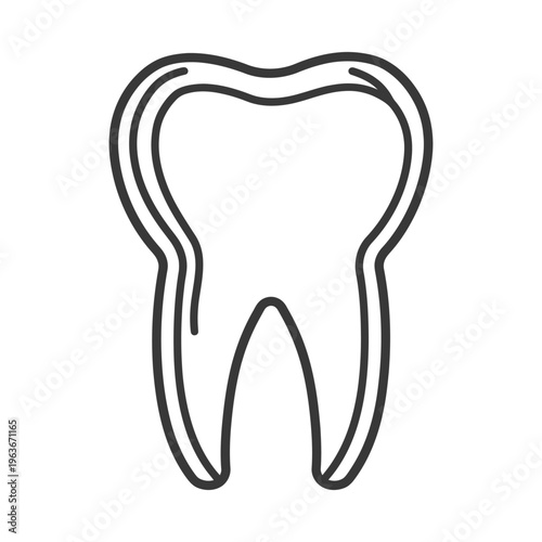 A simple black and white line drawing of a molar tooth