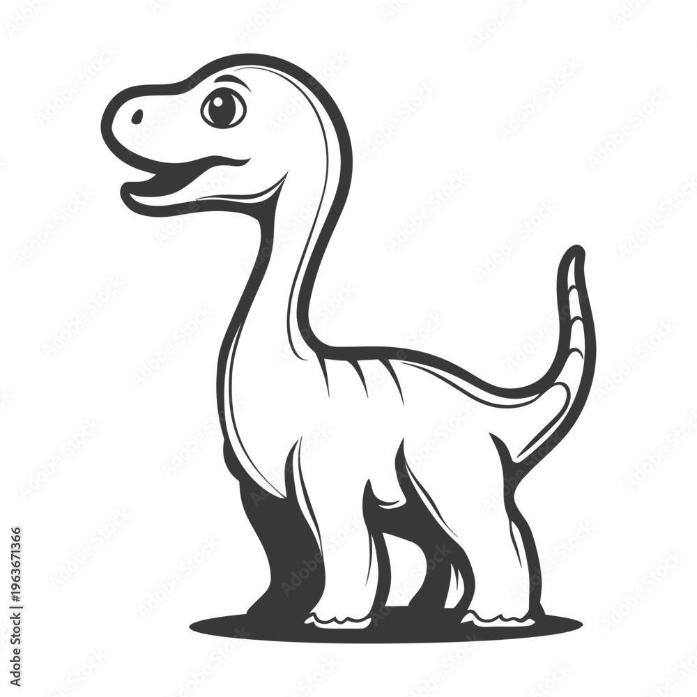 Obraz premium A Smiling Friendly Cartoon Dinosaur Standing on a Simple Background