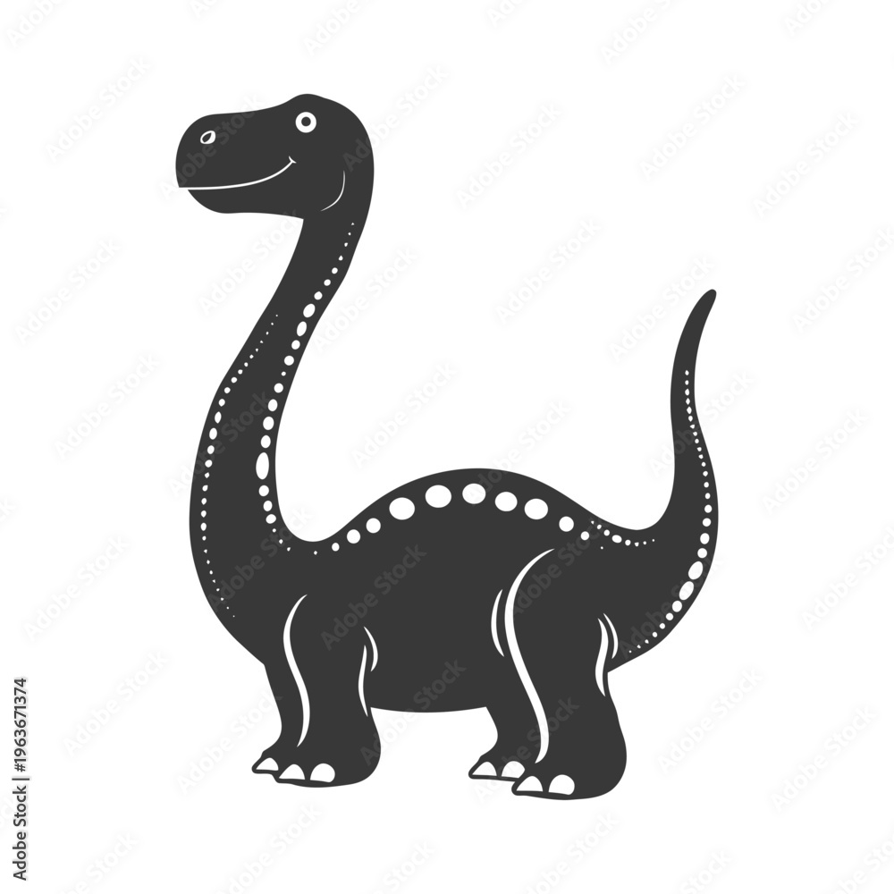 Fototapeta premium A smiling long neck dinosaur with dotted decorative design