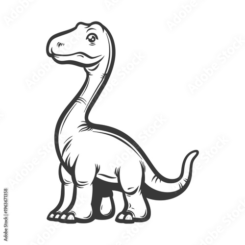 A Friendly Cartoon Dinosaur Sitting Down With Its Head Raised