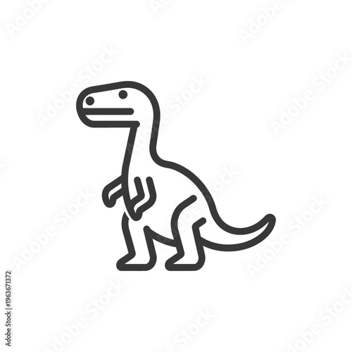Simple black line drawing illustration of a cartoon dinosaur on white background
