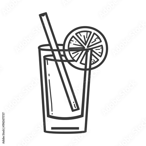 A refreshing drink in a glass with a straw and citrus garnish