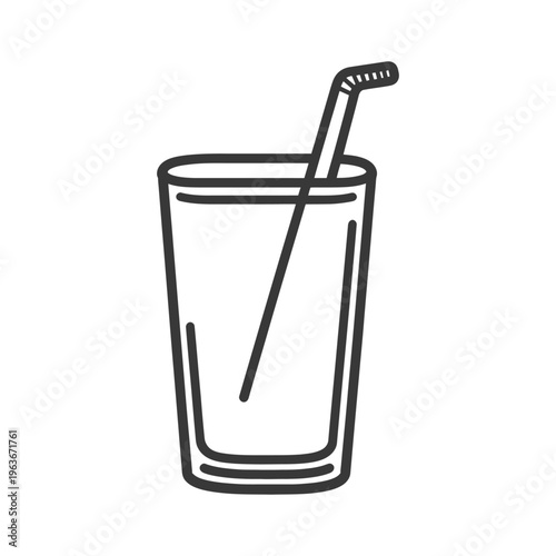 A tall glass of beverage with a straw for drinking is pictured